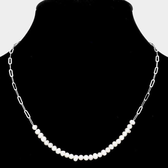 Freshwater Pearl Cluster Necklace (Silver)