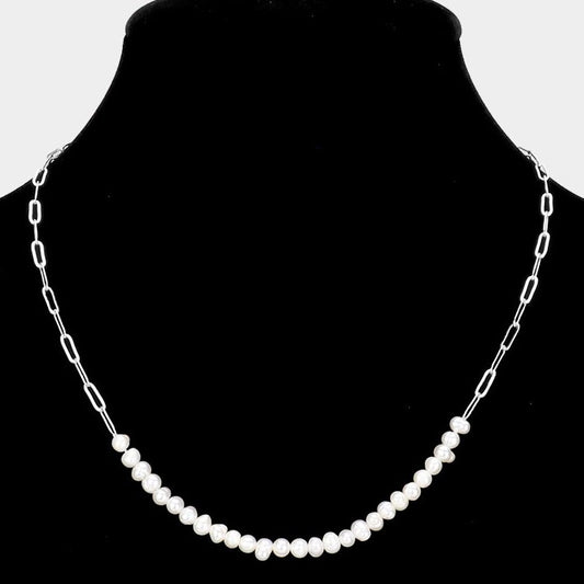 Freshwater Pearl Cluster Necklace (Silver)