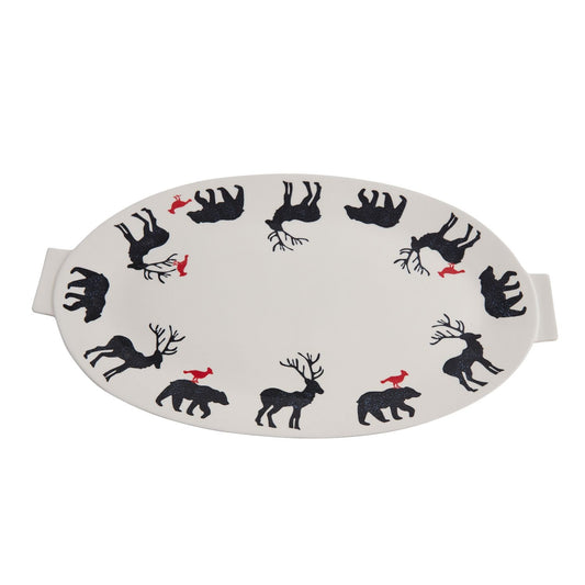 Frontier Reindeer, Bear, and Bird Serving Platter