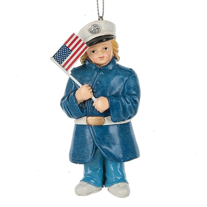 Girl Marine Patriotic Flag Ornament