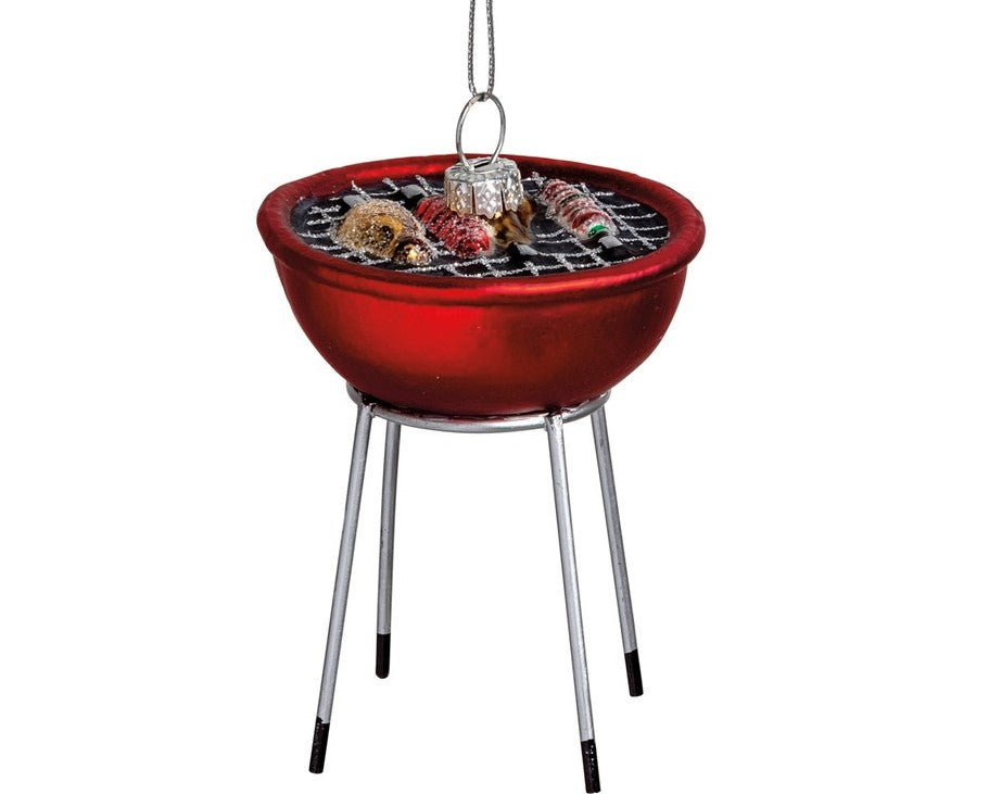 Glass Outdoor BBQ Grill Christmas Tree Ornament