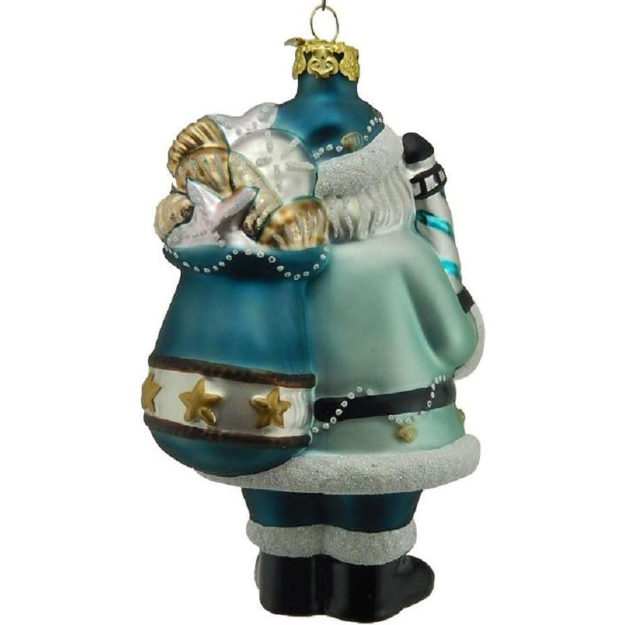 Glass Beachy Nautical Santa Christmas Tree Ornament