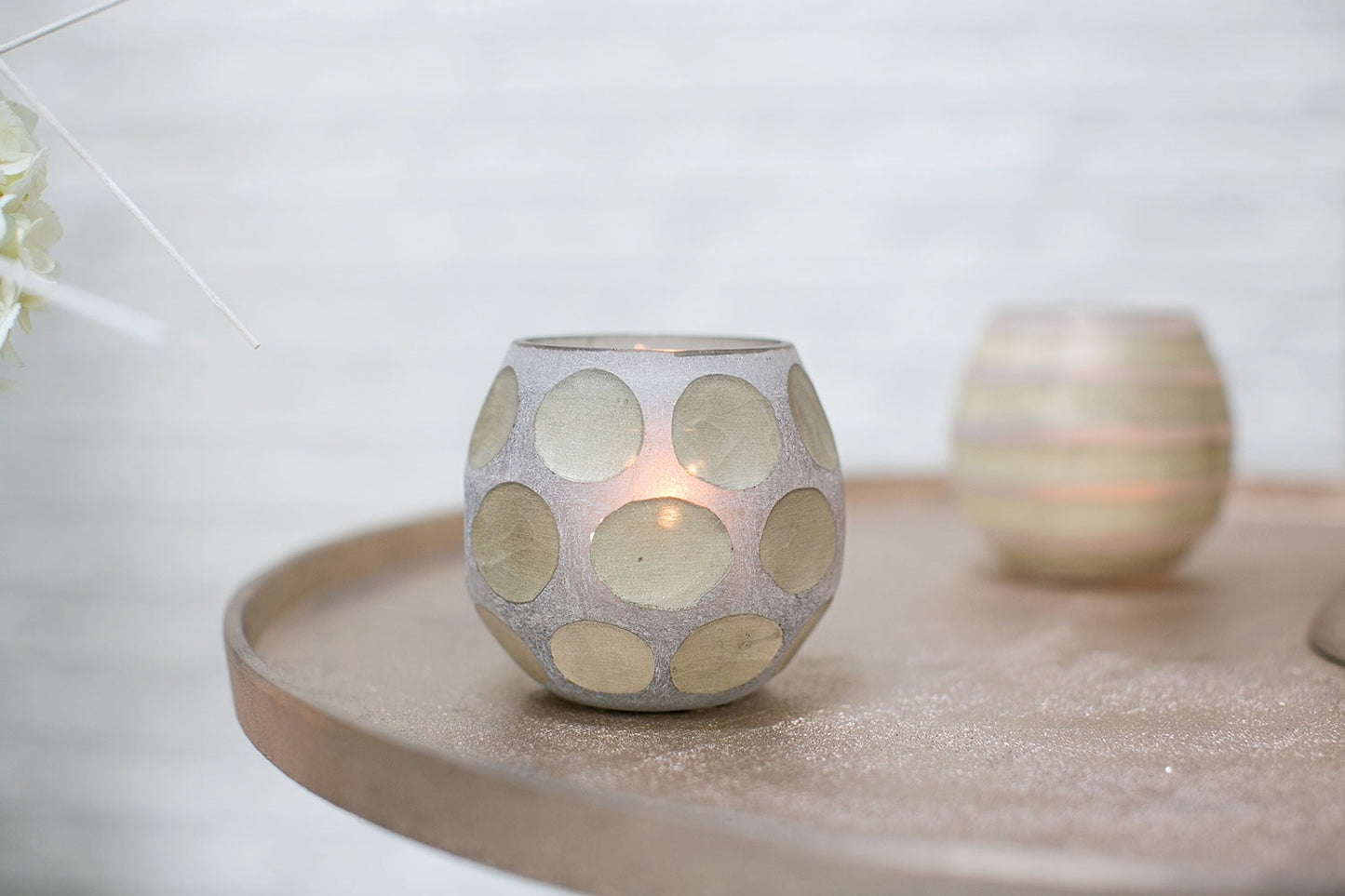 Polka Dot Glass Votive Candleholder Vase