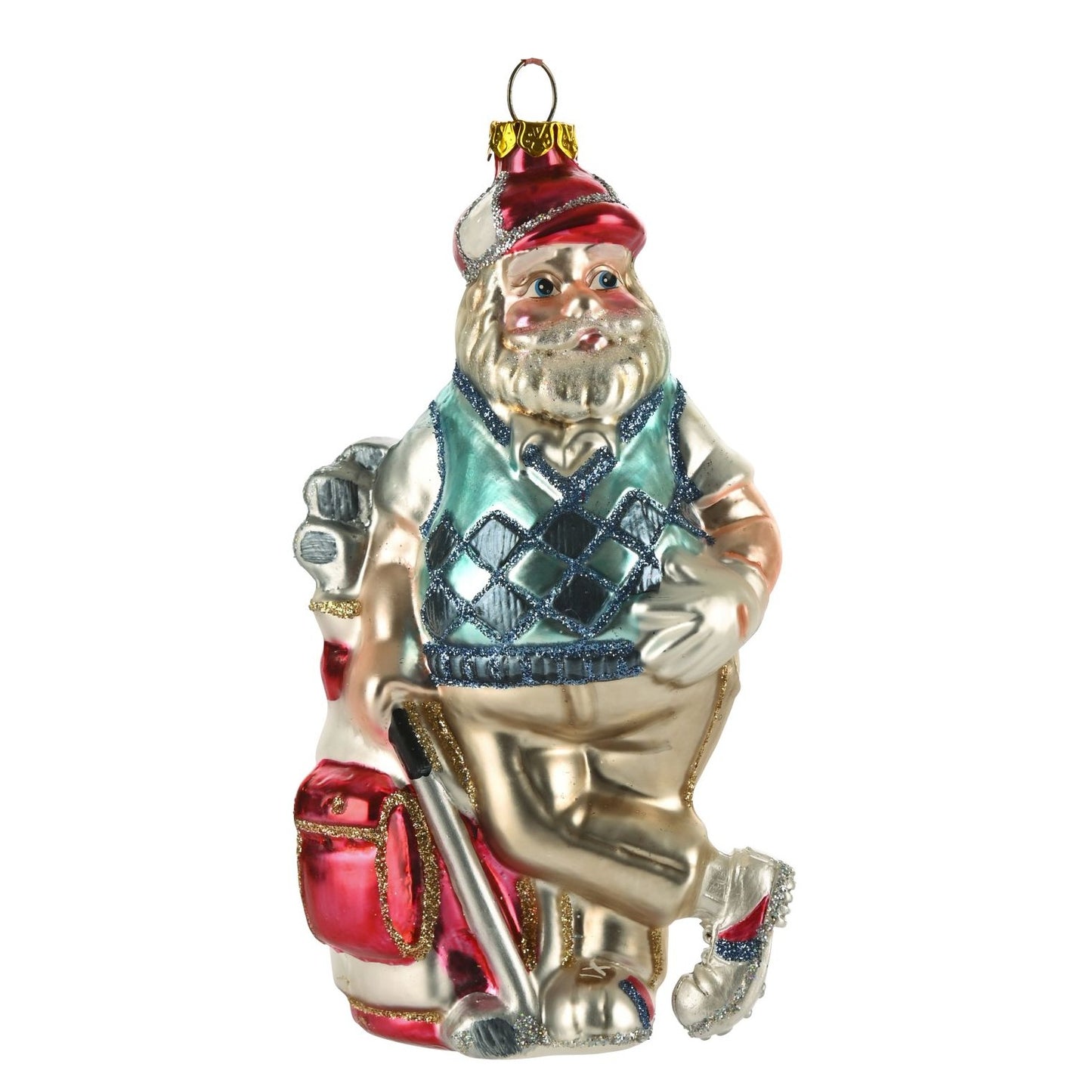 Going (Gone) Golfing Santa Christmas Tree Glass Ornament