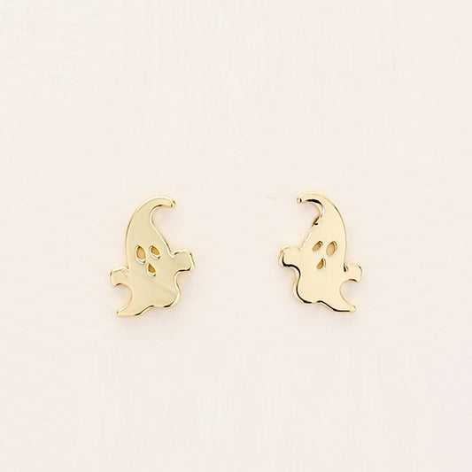 Halloween Ghost Stud Earrings (Gold Dipped)