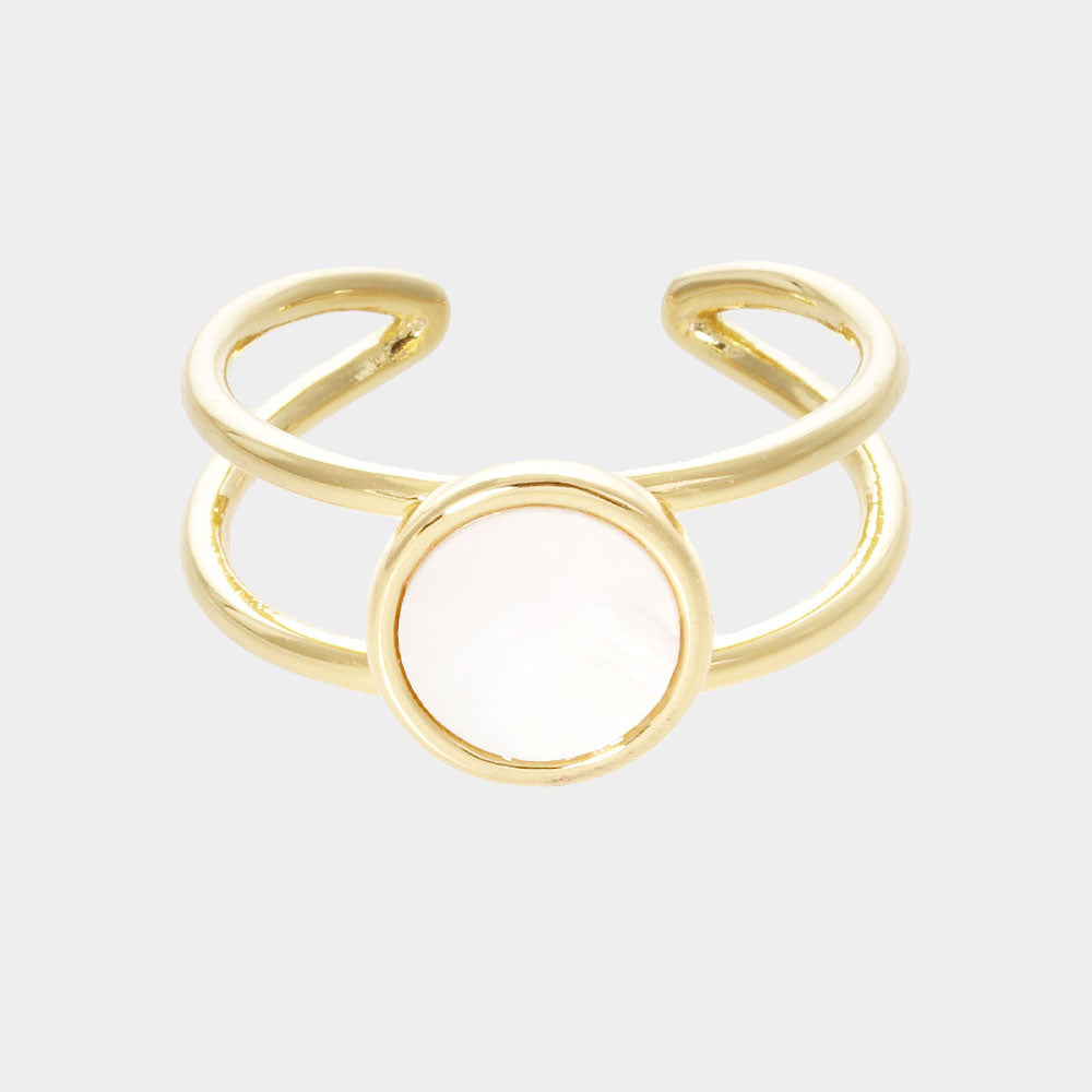 Gold Dipped Mother of Pearl Round Ring