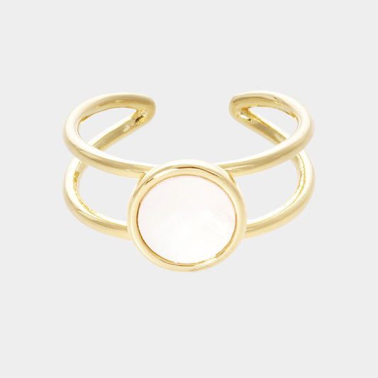 Gold Dipped Mother of Pearl Round Ring
