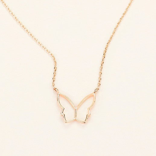 Gold Dipped Cut Out Butterfly Pendant Necklace