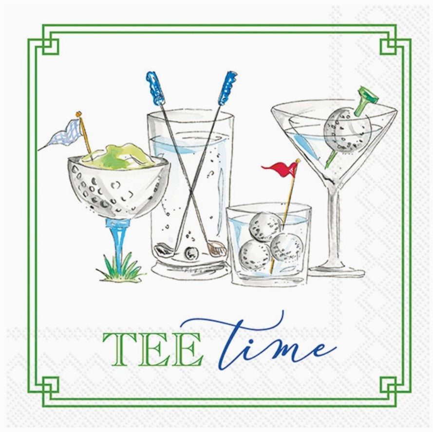 Tee Time Golf Drinks Paper Cocktail Beverage Napkins – 20 Per Package