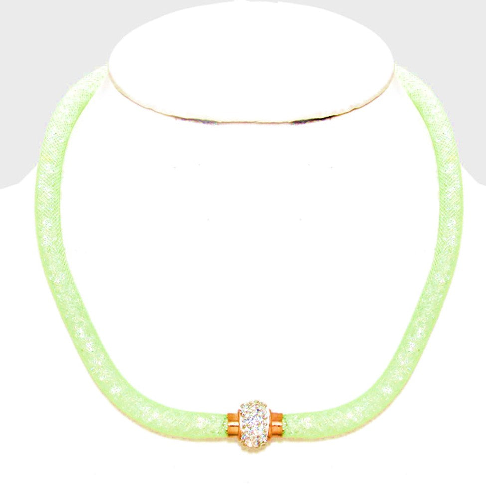Green Magnetic Netted Shimmer Necklace