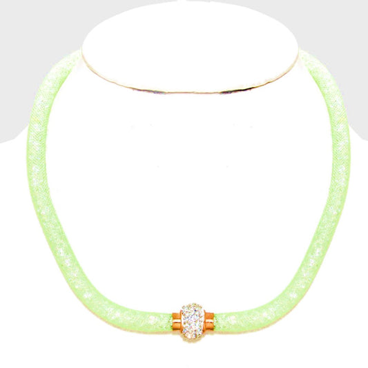 Green Magnetic Netted Shimmer Necklace