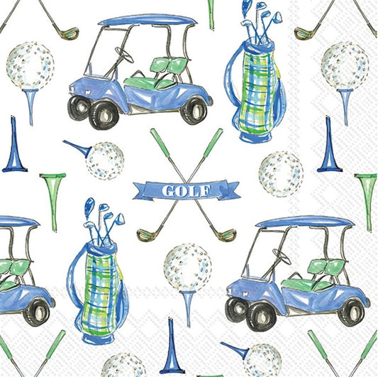 Rosanne Beck Golf Paper Cocktail Beverage Napkins – 20 Per Package (Green, Blue)