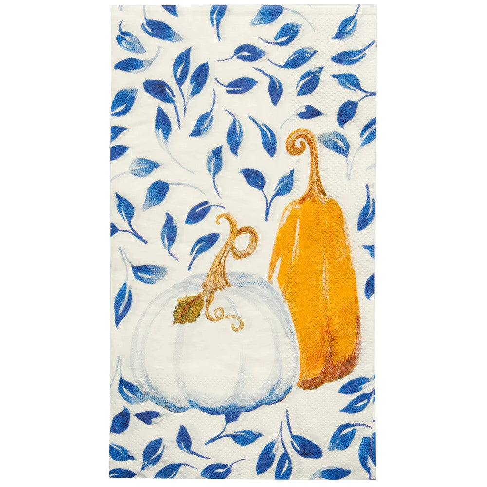 Harvest Blues Pumpkin Paper Guest Towel - Dinner Buffet Napkins – 20 Per Package