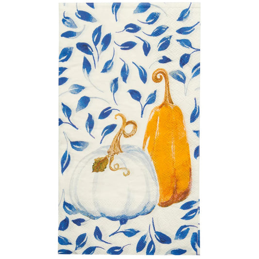 Harvest Blues Pumpkin Paper Guest Towel - Dinner Buffet Napkins – 20 Per Package