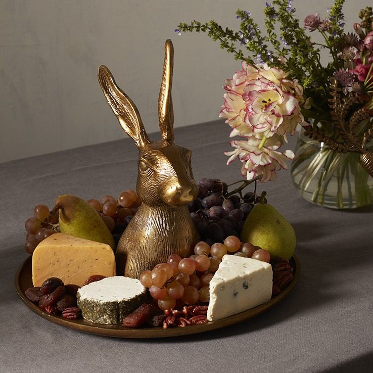 Easter Rabbit Gilded Hare Serving Platter Stand Tray