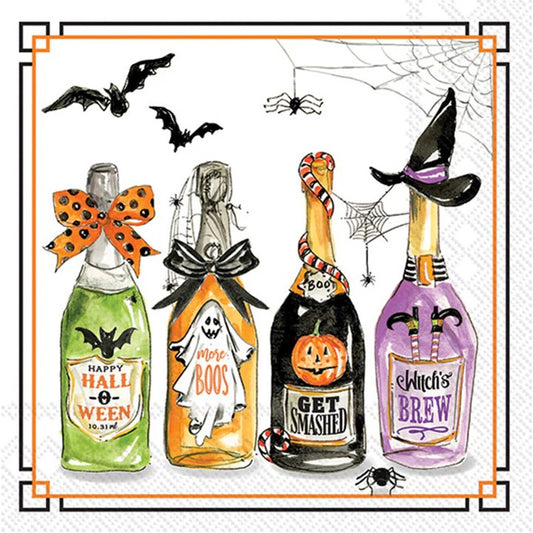 Halloween Wine & Liquor Bottles Paper Cocktail Napkins – 20 Per Package