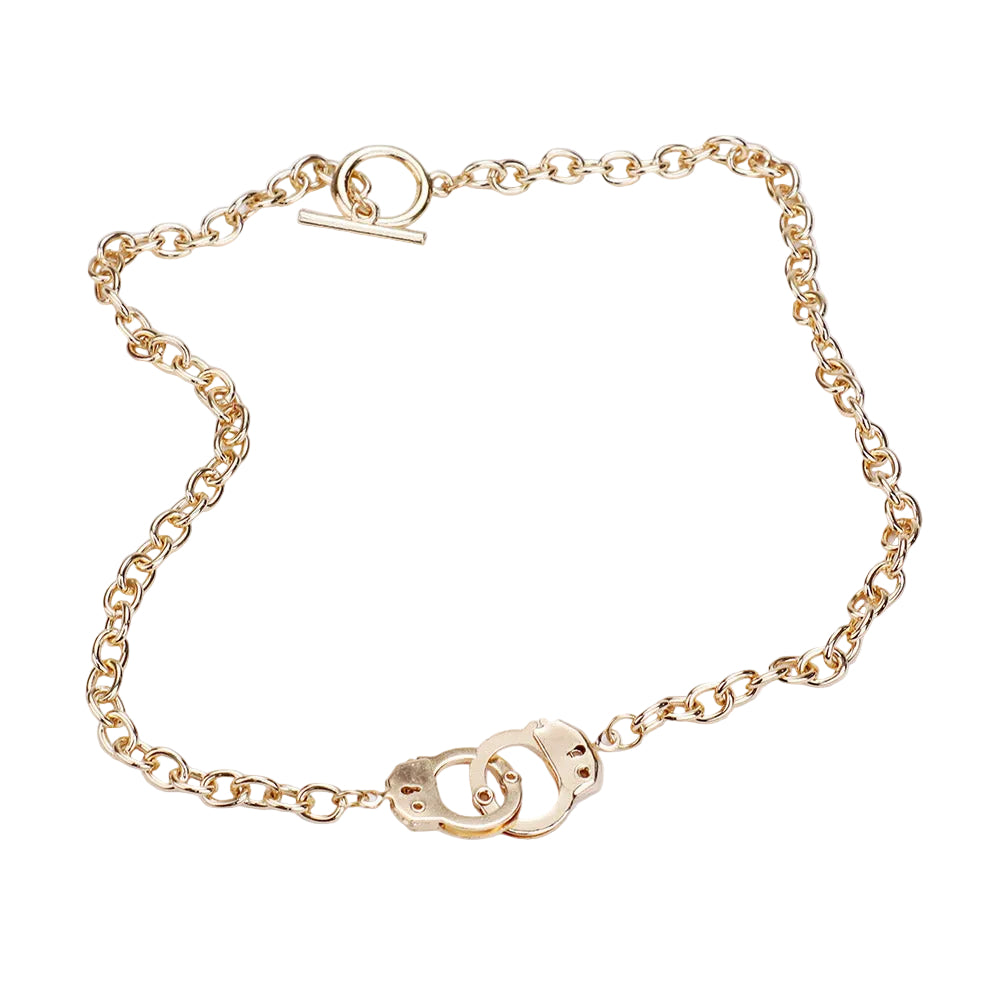Handcuffs pendant toggle chain gold necklace
