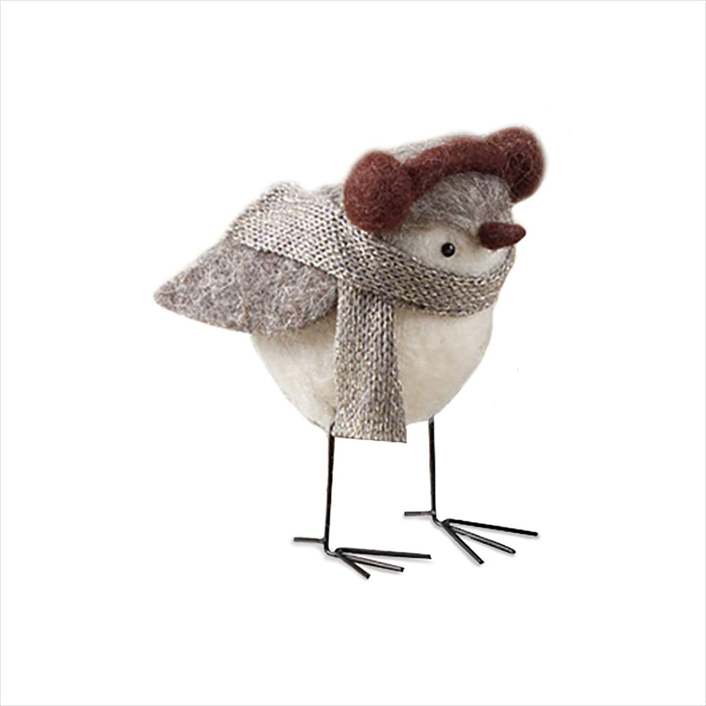 Grey Winter Bird Figurine Decoration