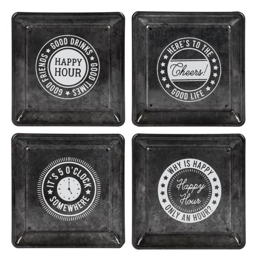 Happy Hour Gunmetal Trinket Dish - Coasters (set of 4)