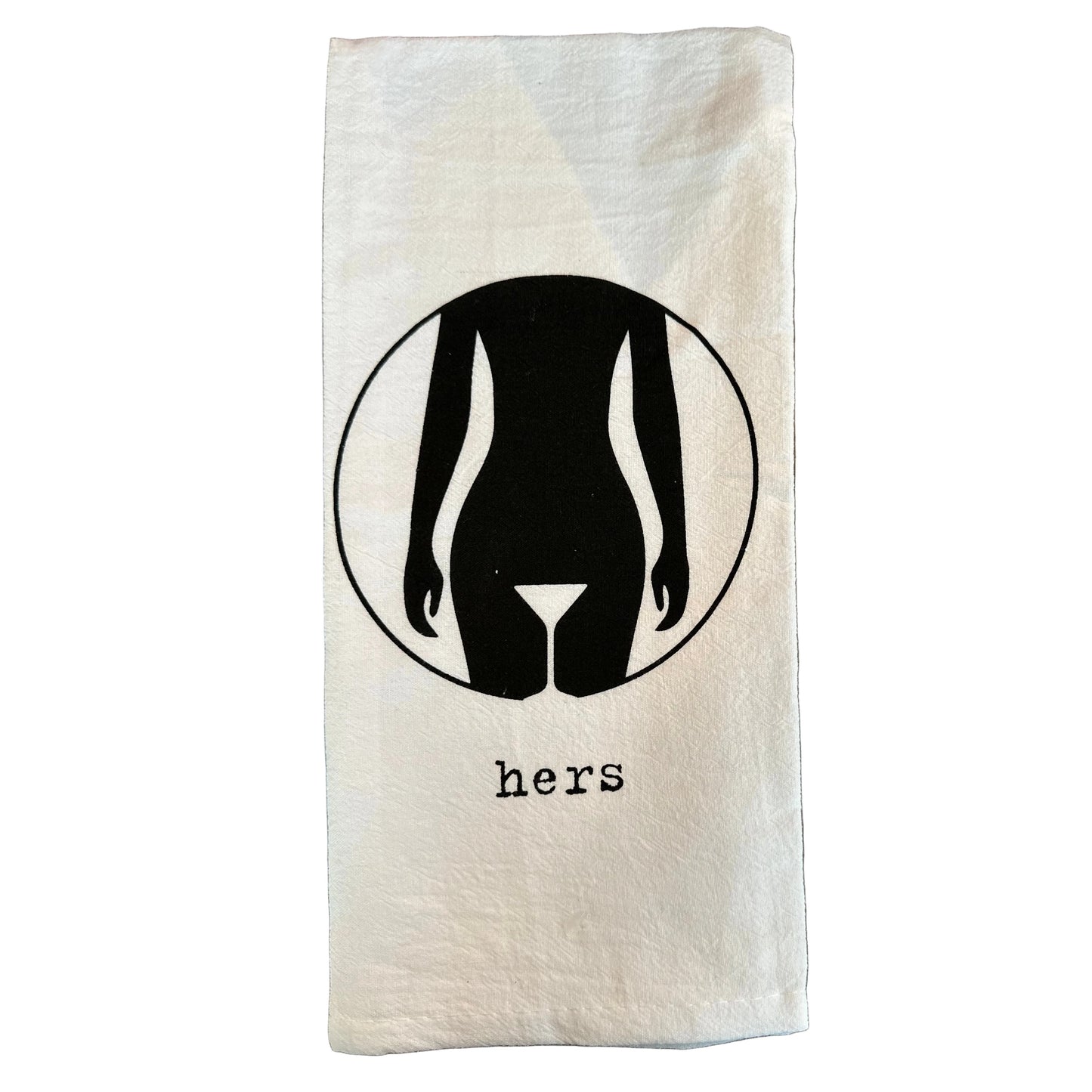 “His & Hers” Bar Towels – Cheeky Flour Sack Kitchen Towel (sold individually)