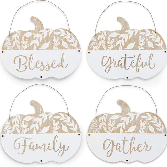 Carved Pumpkin Inspirational Harvest Ornaments (4 Assorted Styles)