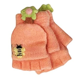 Flower - Bumblebee Toddler Winter Convertible Fingerless Gloves with Mitten Cover (assorted colors)