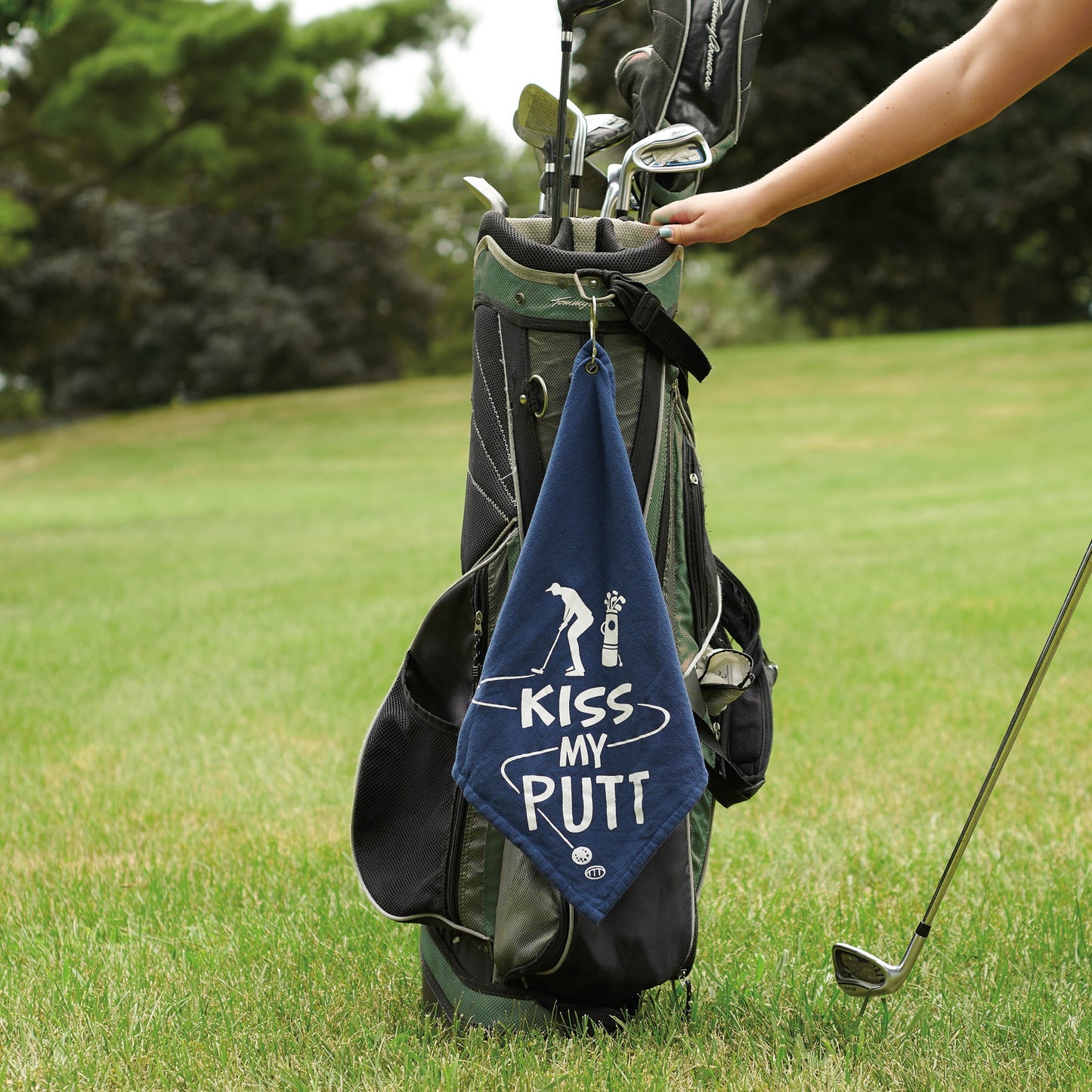 Kiss My Putt Blue Golf Towel