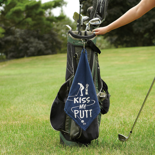 Kiss My Putt Blue Golf Towel