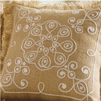 Embroidered Burlap Pillow