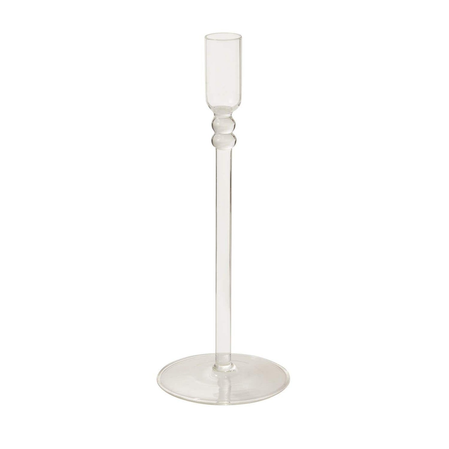 Minimalist Clear Glass Taper Holder Candlestick (tall)