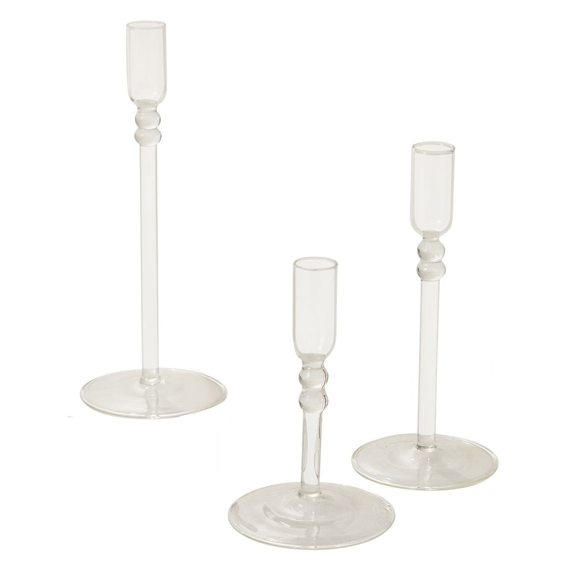 Minimalist Clear Glass Taper Holder Candlestick (tall)