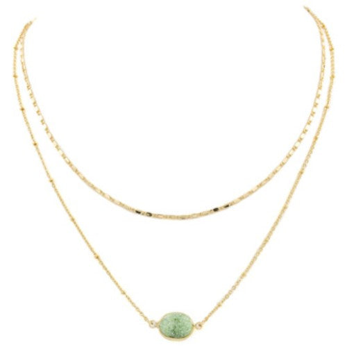 Layered Semi Precious Stone Necklace