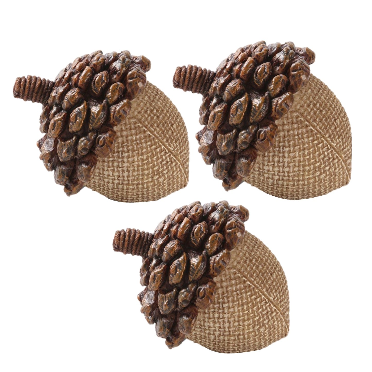 Light Brown Acorn with Pinecone Top (Set of 3)