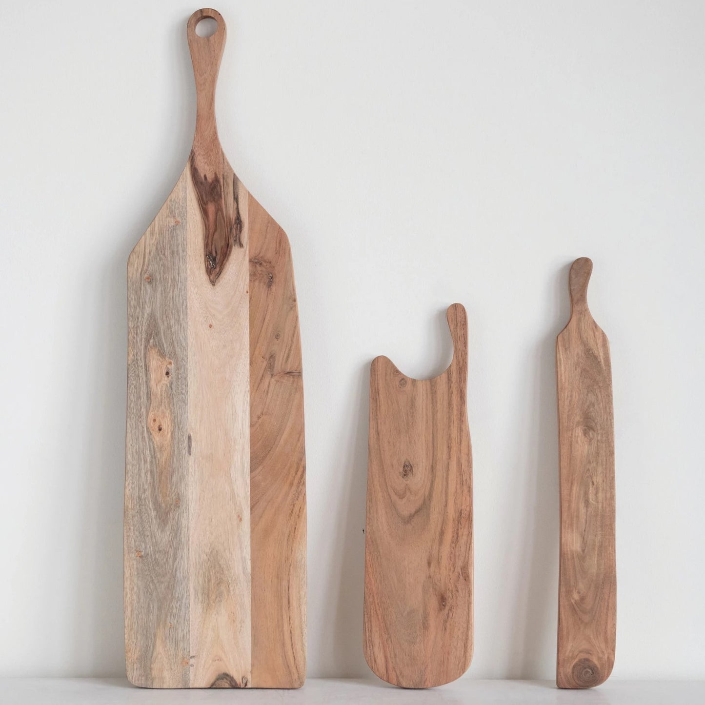 Acacia Wood Bread & Cheese - Charcuterie - Cutting Board with Handle (Long Paddle)