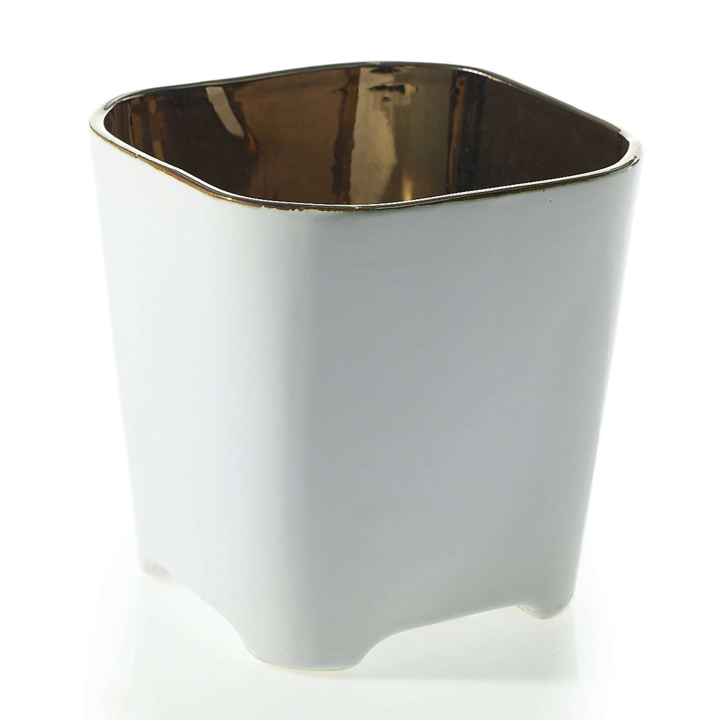 Lonnie White & Gold Pot Vase