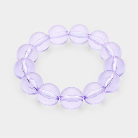 Lucite Ball Stretch Bracelet - Lavender Purple