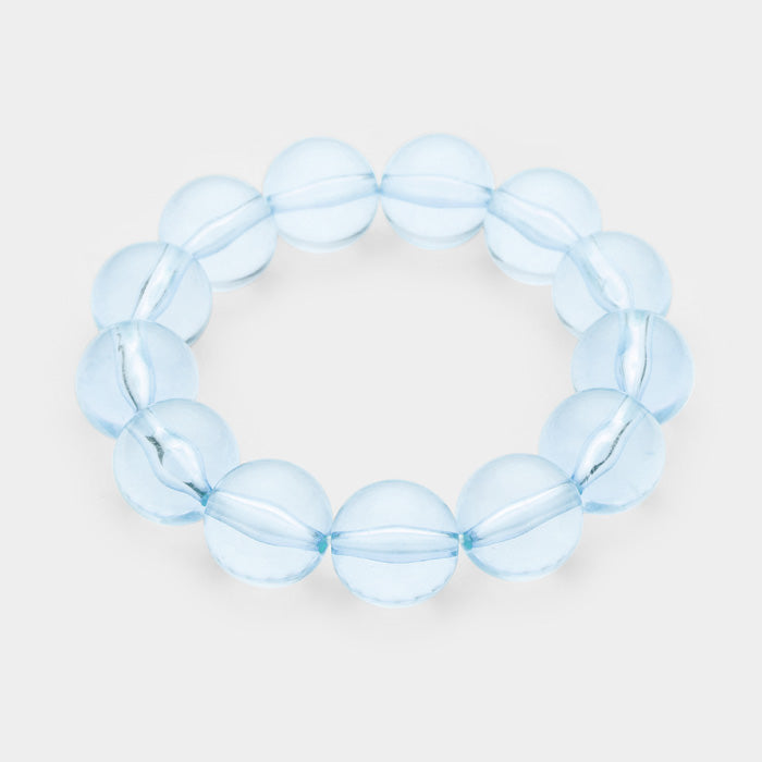 Lucite Ball Stretch Bracelet - Light Blue