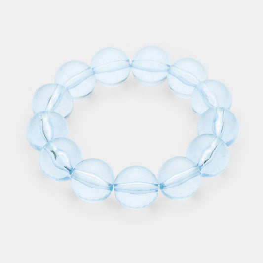 Lucite Ball Stretch Bracelet - Light Blue