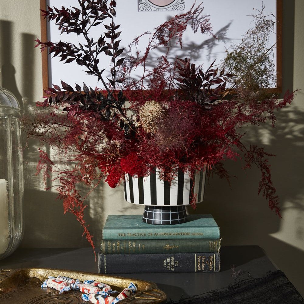 Black and White Footed Planter, Bowl, Compote, Pedestal Vase (Large)