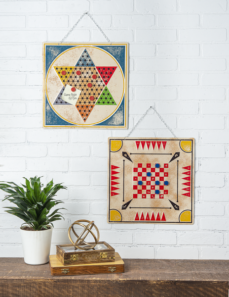 Magnet Board Games Wall Decor (Set of 2: Chinese Checkers & Carrom)