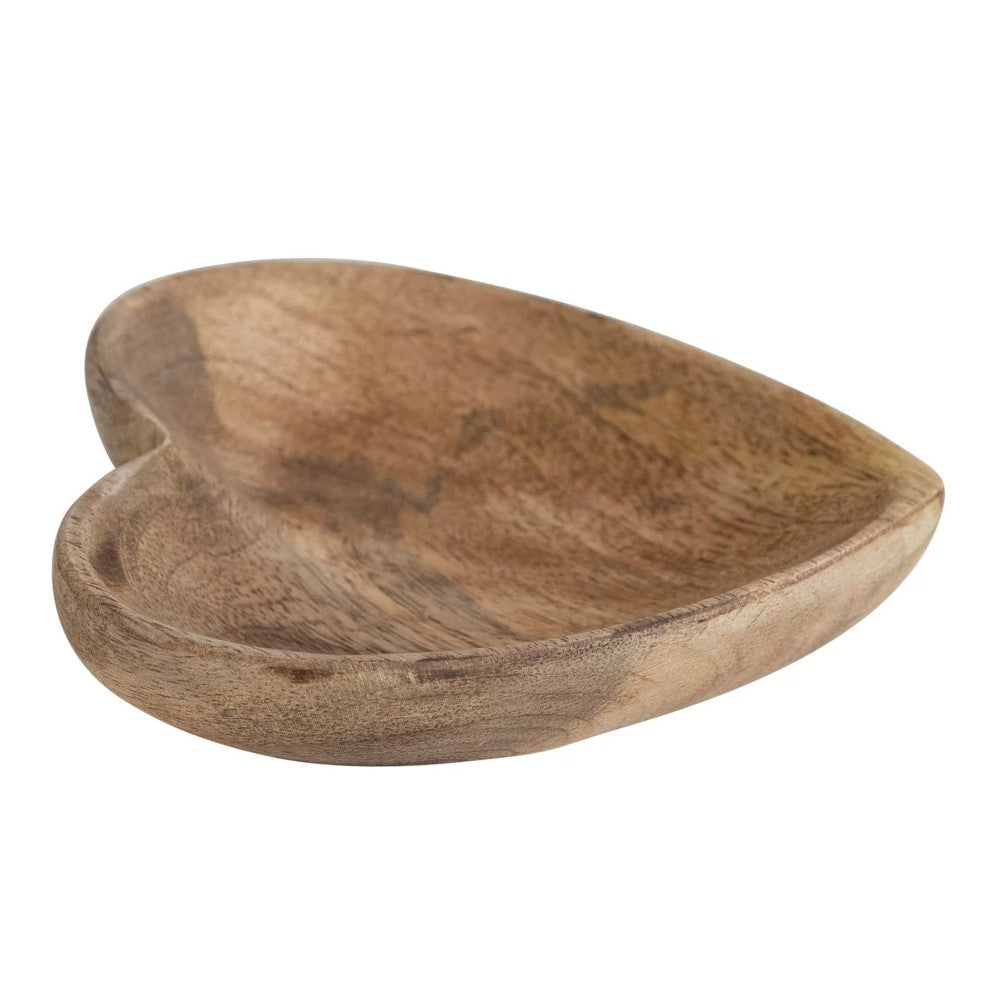 Natural Wood Heart Dish Bowl