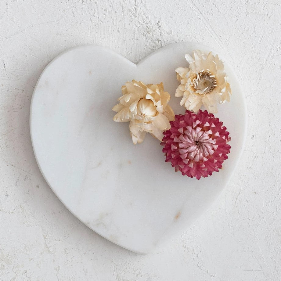 White Marble Heart Dish