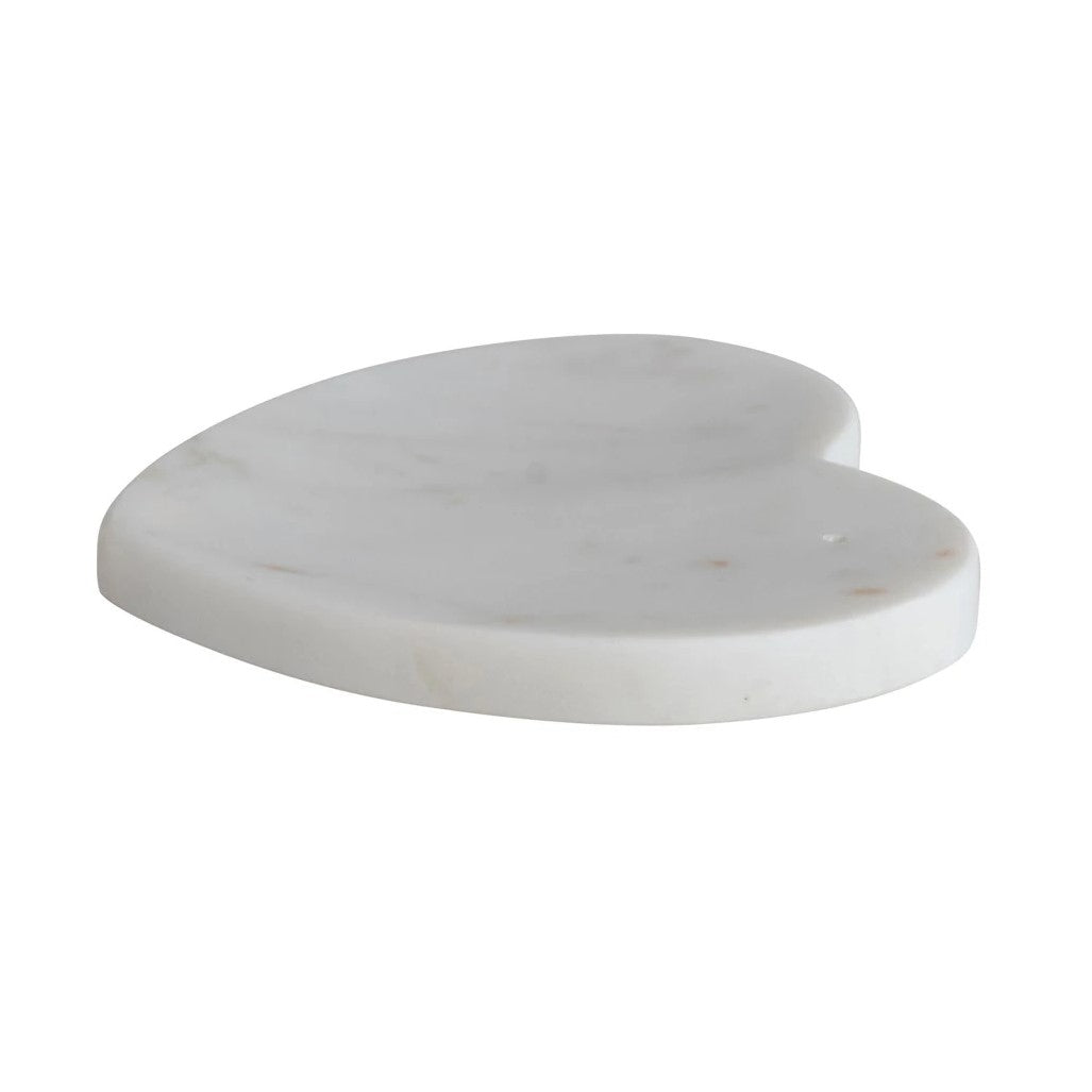 White Marble Heart Dish