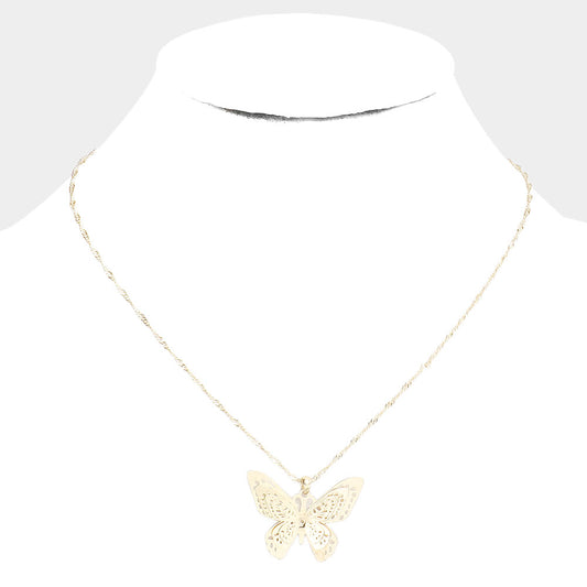 Gold Butterfly Pendant Necklace