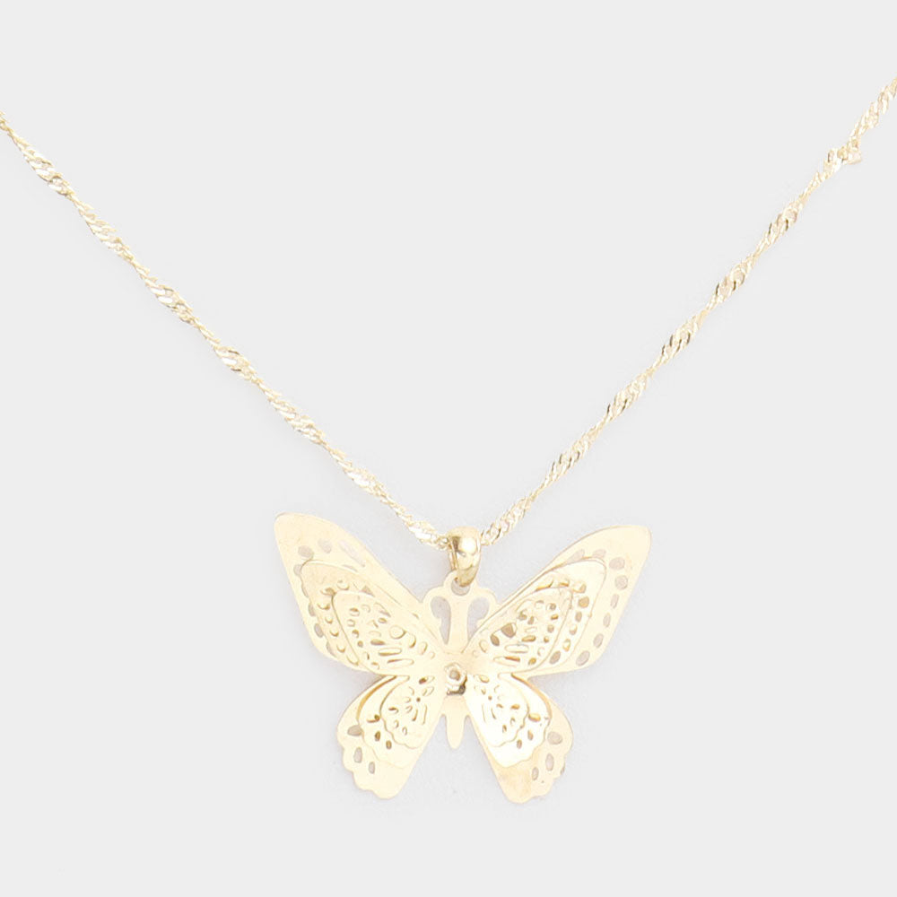Gold Butterfly Pendant Necklace