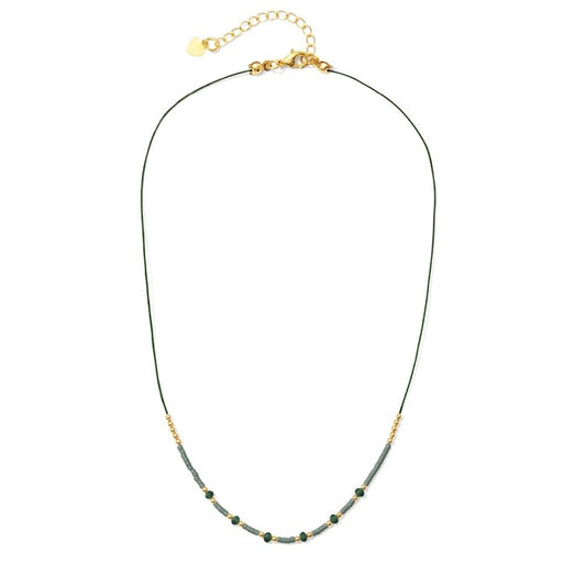 Miyuki Delica Beaded Cotton String Necklace (Green)