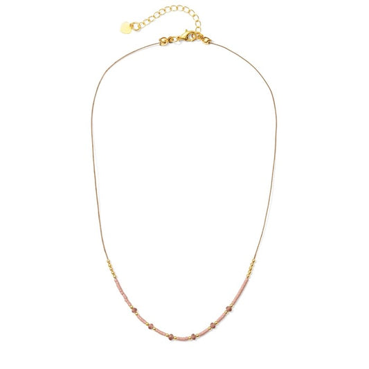 Miyuki Delica Beaded Cotton String Necklace (Pink)