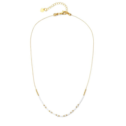 Miyuki Delica Beaded Cotton String Necklace (White)