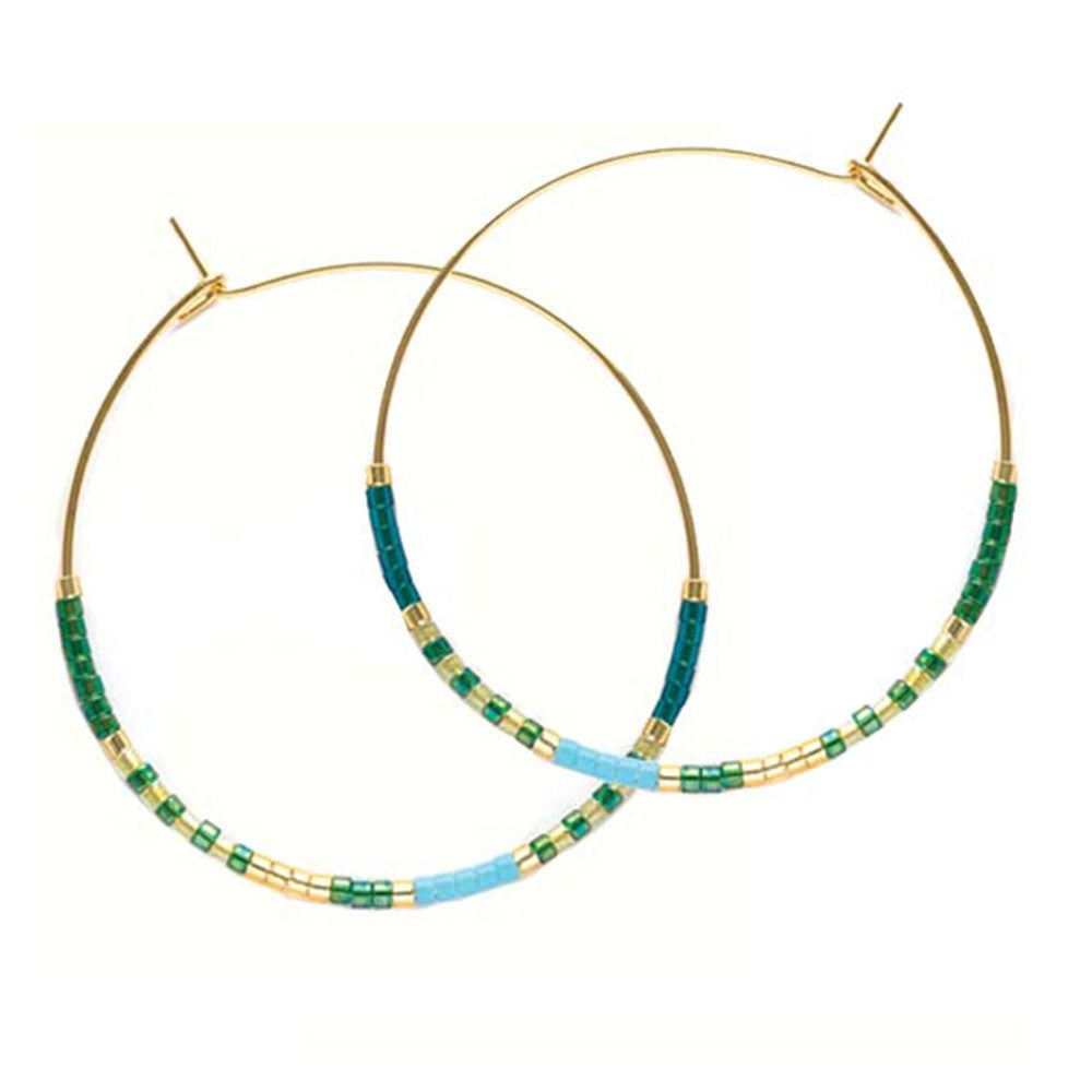Miyuki Delica Beaded Hoop Earrings (Seashore)