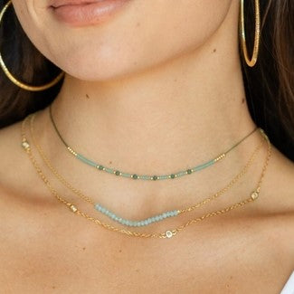 Miyuki Delica Beaded Cotton String Necklace (Pink)